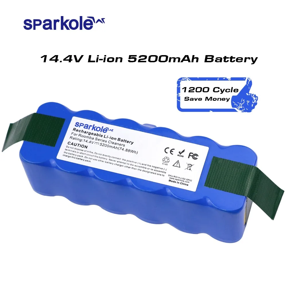 Литий-ионная аккумуляторная батарея Sparkole 14 4 В 5200 мАч для iRobot Roomba 500 600 700 800 521 серии