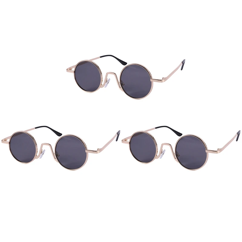 

3X Vintage Round Sunglasses Brand Design Women Men Sunglasses Luxury Retro Uv400 Eyewear Fashion Shades