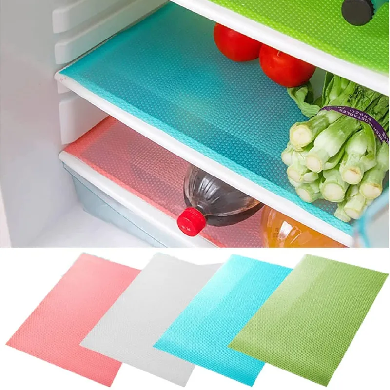 

2Pcs Multifunction Refrigerator Mat Fridge Fouling Frost Waterproof Pad Non-stick Non-slip Grease-resistant Cabinet Mats Liners