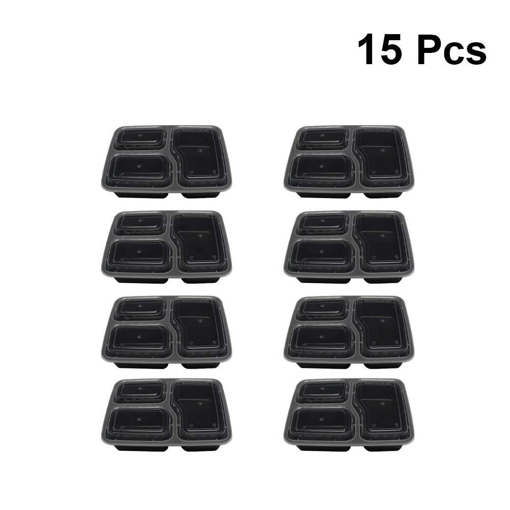 

15 PCS Black Container Meal Plan Container Takeout Box Takeaway Box Reusable Meal Prep Container Disposable Meal Prep Container