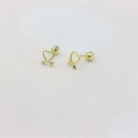 zfsilver 100 sterling 925 silver fine gold lovely heart arrow screw ball stud earring for women charm jewelry accessories gifts