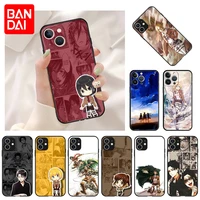 soft phone case for iphone 13 11 12 pro max mini xr xs se 2022 x 8 7 6s plus anime attack on titan shockproof bumper black cover