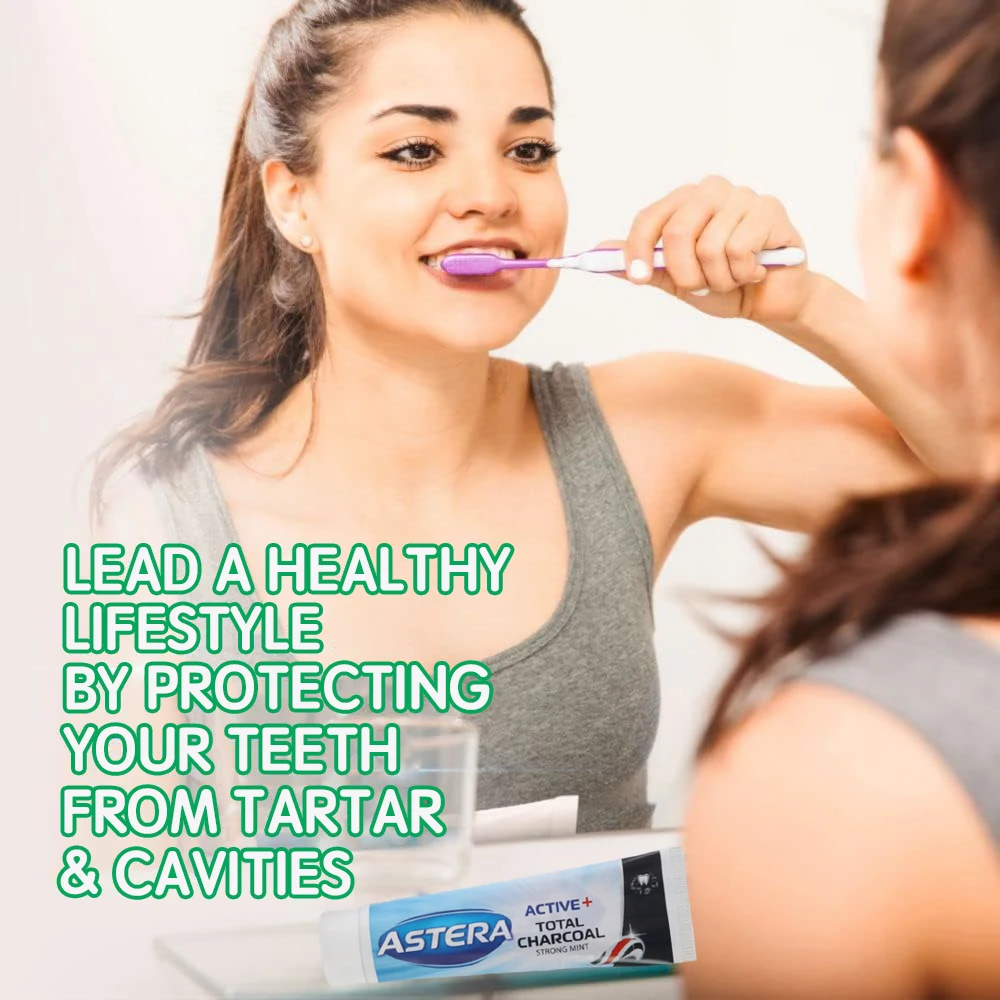 Отбеливающая зубная паста ASTERA удаляет пятна уменьшает пожелтение ухаживает за