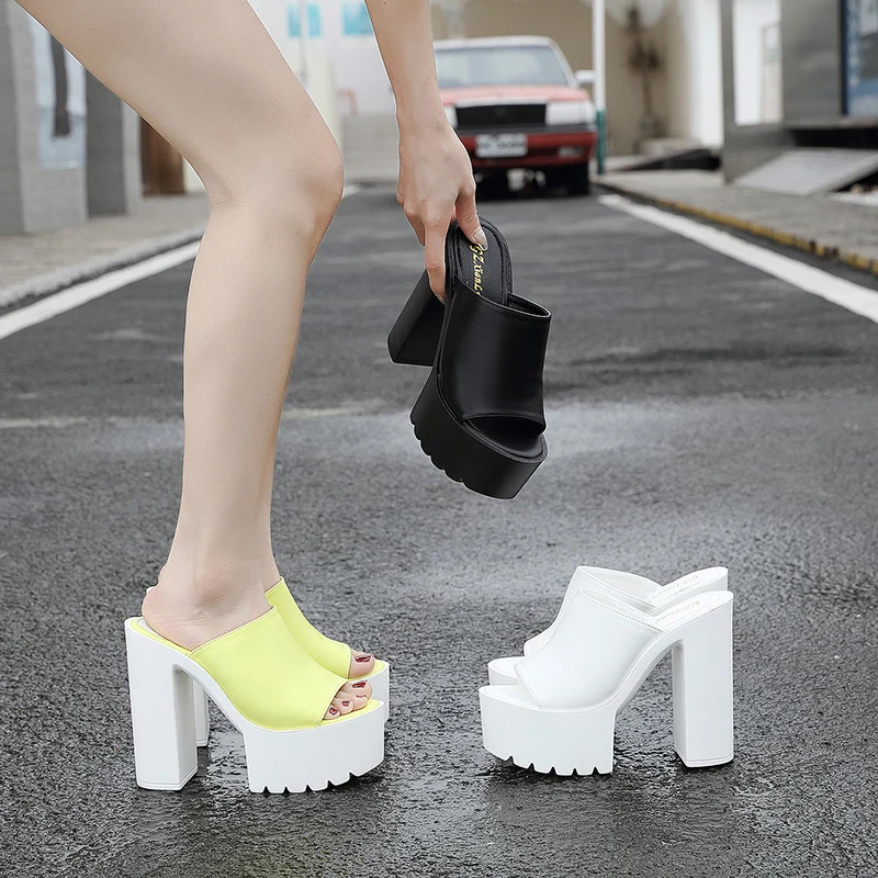 

Super high heel sexy thick heel 14cm open toe high heel sandals drag catwalk fashion platform platform women's shoes stripper