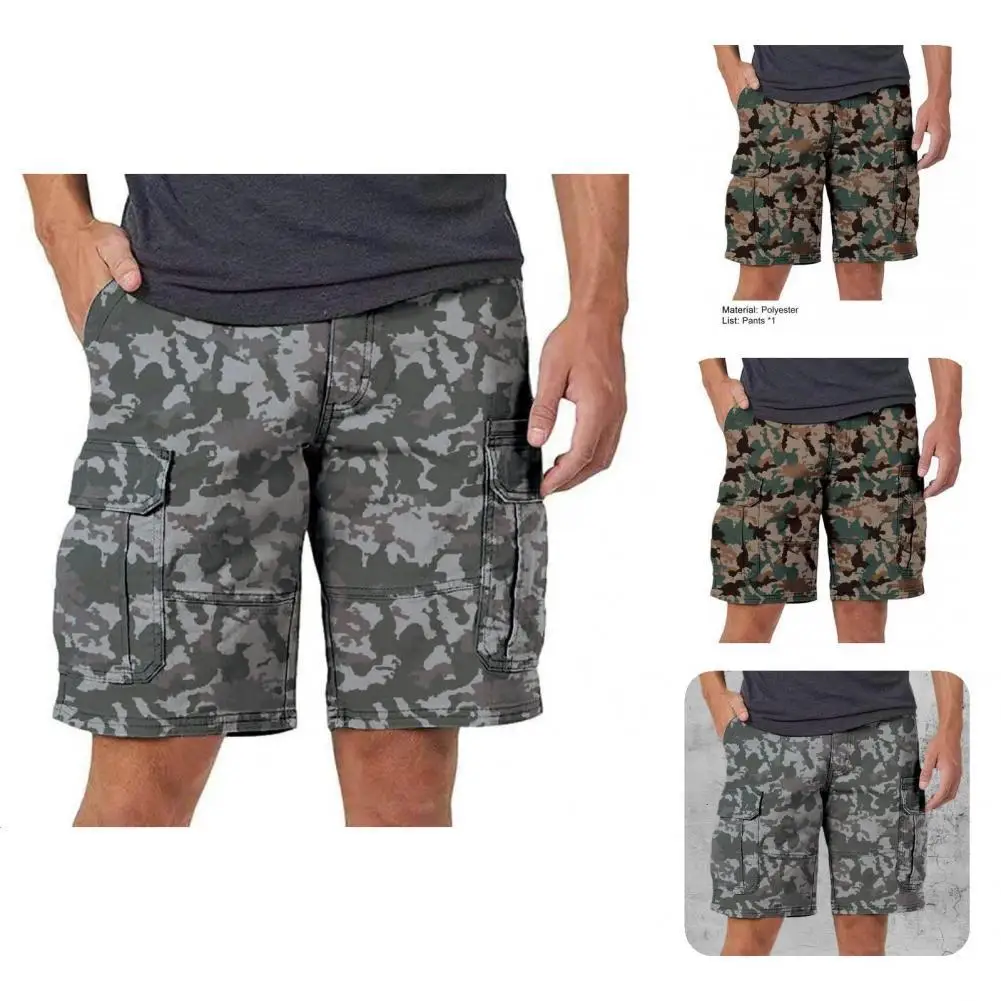 

Trendy Short Trousers Multi Pockets Breathable Men Shorts Camouflage Print Straight Cargo Shorts