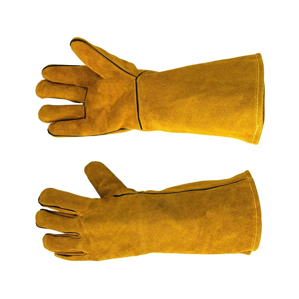 

New 255x130mm Cowhide Flame Retardant Welding Work Gloves Heat Proof Work Safety Gloves Metal Welding Protector Soldering