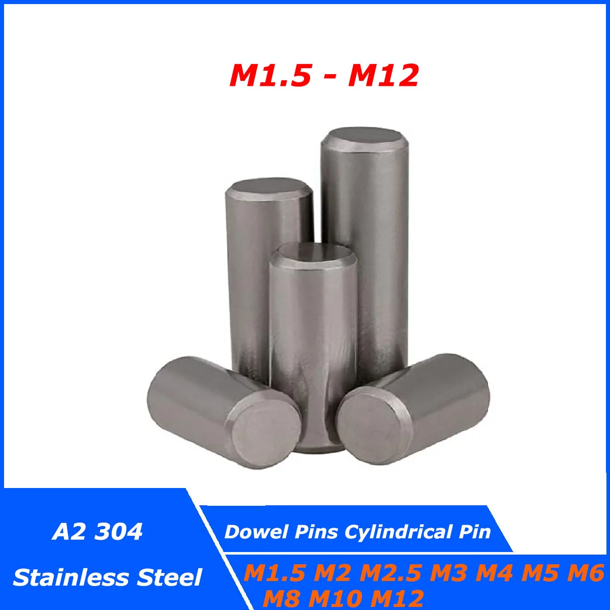 

GB119 Cylindrical Pin Locating Dowel A2 304 Stainless Steel Fixed Shaft Solid Rod Ø M1.5 M2 M2.5 M3 M4 M5 M6 M8 M10 M12 mm