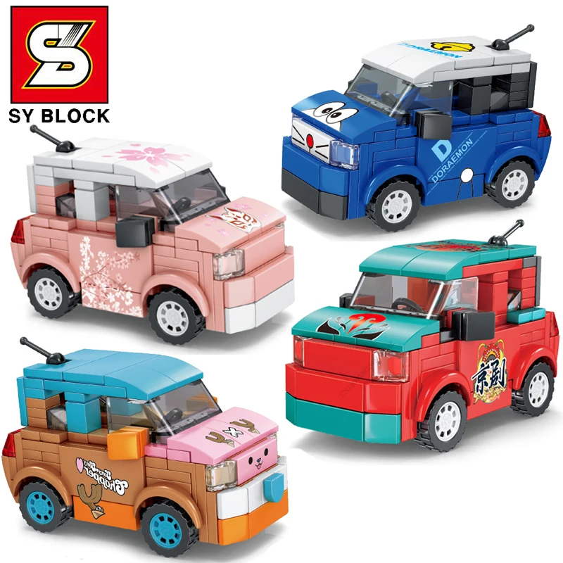 

SEMBO BLOCK Kawaii Mini Car Building Blocks Set Of 4 Mystery Box Vehicle DIY Playset Toys Gift For Kids