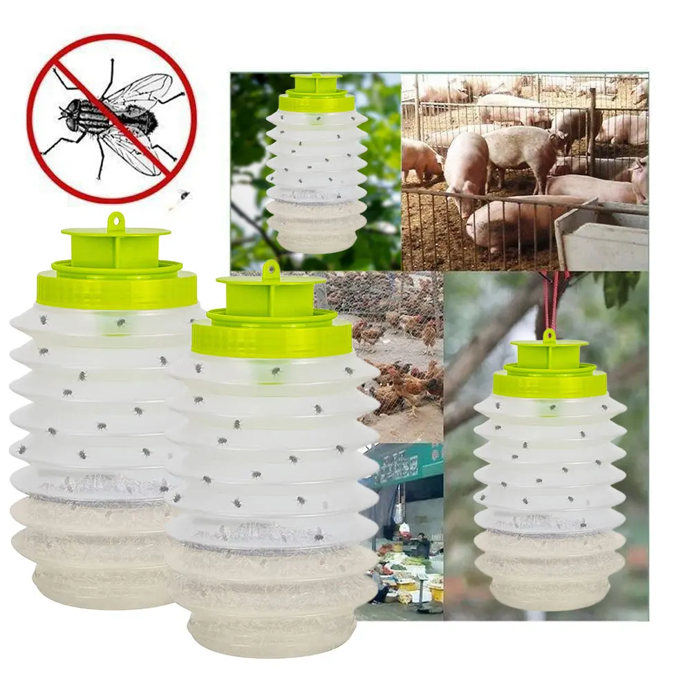 

2pcs Reusable Fly Traps Outdoor Fly Catcher With Attractant Non-Toxic Fly KillerHanging Fly Trap Garden Tools For Wasps Control