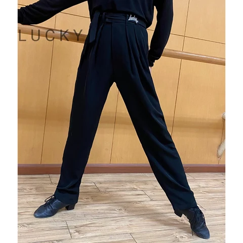 Одежда для латиноамериканских танцев для мужчин, тренировочная рубашка, брюки черного цвета с длинными рукавами, танцевальная одежда для выступлений и выступлений, модель DNV17825
