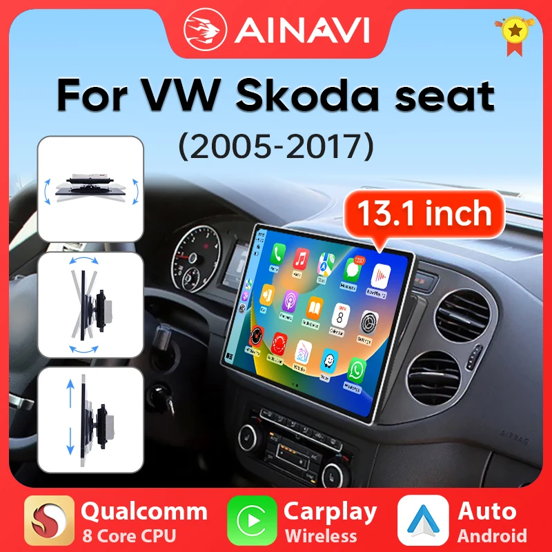 Ainavi 13.1 Inch Car Radio For VW Volkswagen Tiguan Passat Golf Plus T5 Polo Touran Skoda Carplay Android Auto Multimedia Player