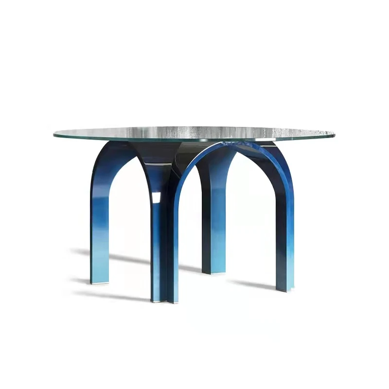 

Arch Bridge Long Table Conference Table Creative Minimalist Shaped Multi-Person Dining Table Fashion Glass round Table