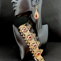 algeria wedding jewelry set gold color water drop shape earrings bridal hair jewelry head chains women earrings party favors