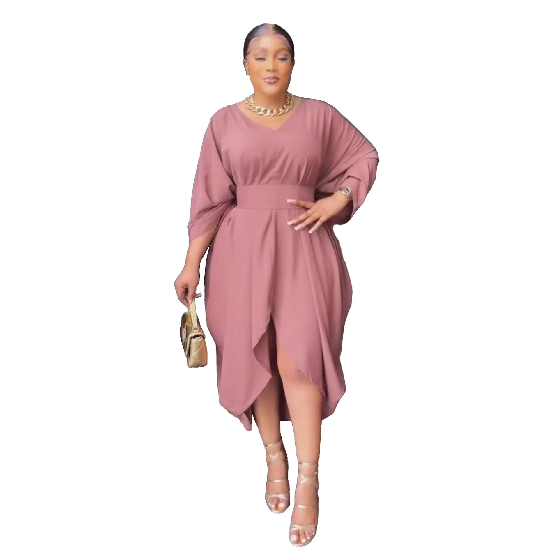 

Африканское платье для женщин Boubou Africa Femme с рукавом 3/4 и V-образным вырезом Дашики одежда с длинным рукавом платья из Анкары женское платье