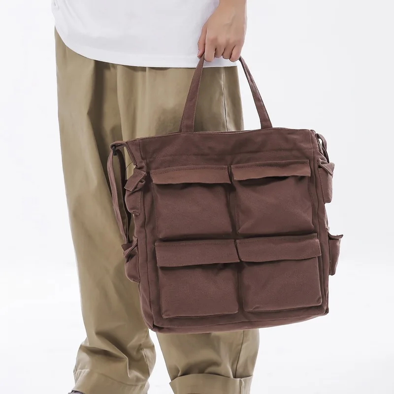 CGCBAG Multiple Pockets Lage Capacity Tote Bags For Women Canvas Shoulder Bag Casual Student Commuting Simple Ladies Handbags