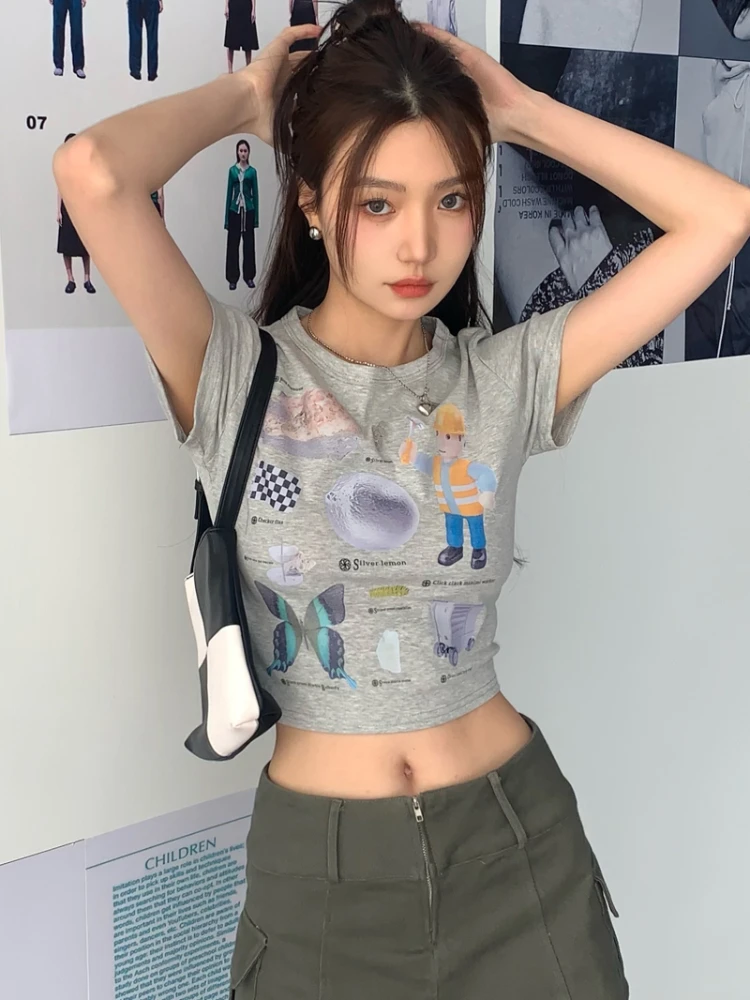 

Женская футболка с коротким рукавом, круглым вырезом и принтом