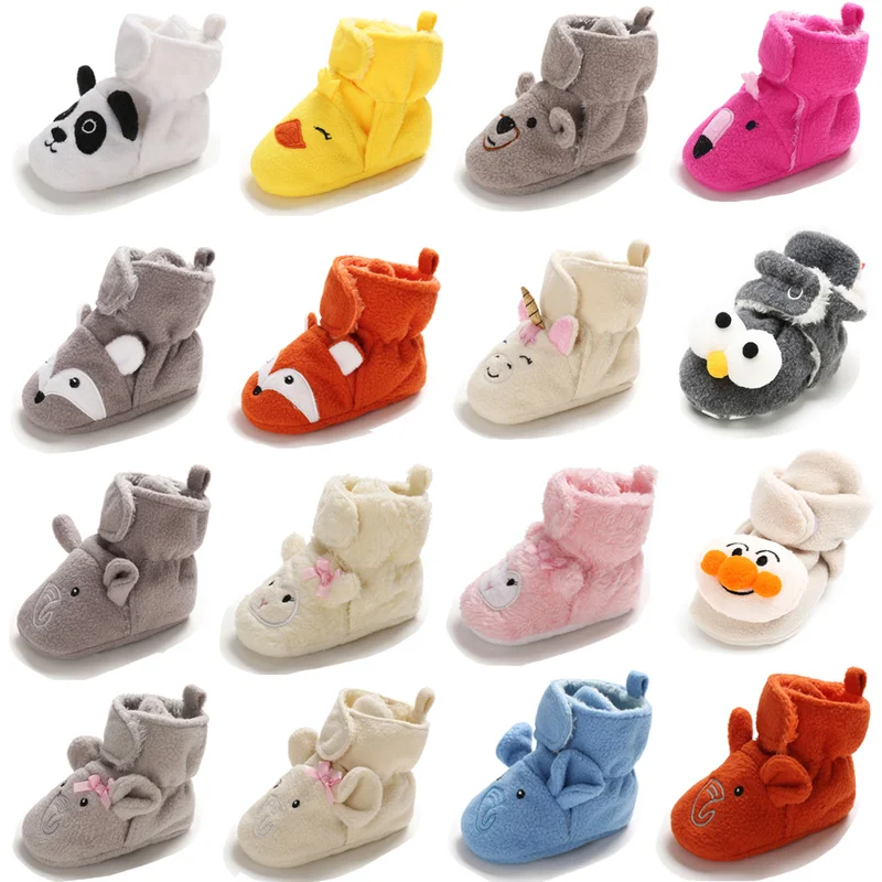 

New Winter Warm Baby Shoes Socks Boys Girl Booties Animal Face Crawl Anti-slip Toddler Prewalkers Soft Infant Newborn Crib Shoes