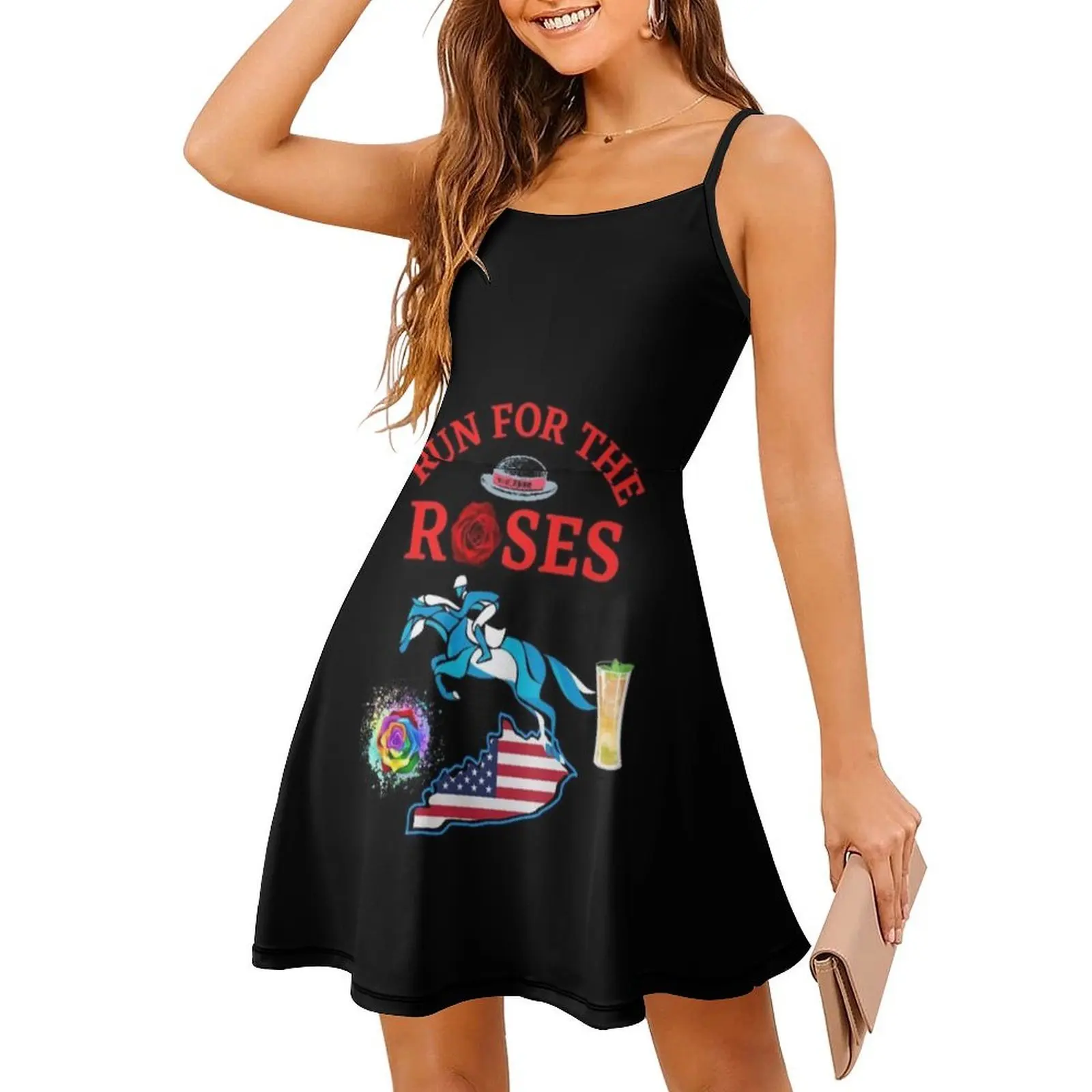 Фото Женское уличное праздничное платье Run For The Roses, модная клубная одежда с принтом для женщин, дерби, лошади, скачки, бег для женщин №3