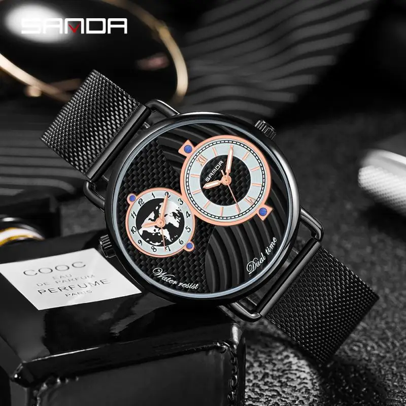 

SANDA Top Brand Luxury Men Watches Fashion Business Mens Wristwatch Leather Quartz Watch for Male Clock Relogio Masculino P1072