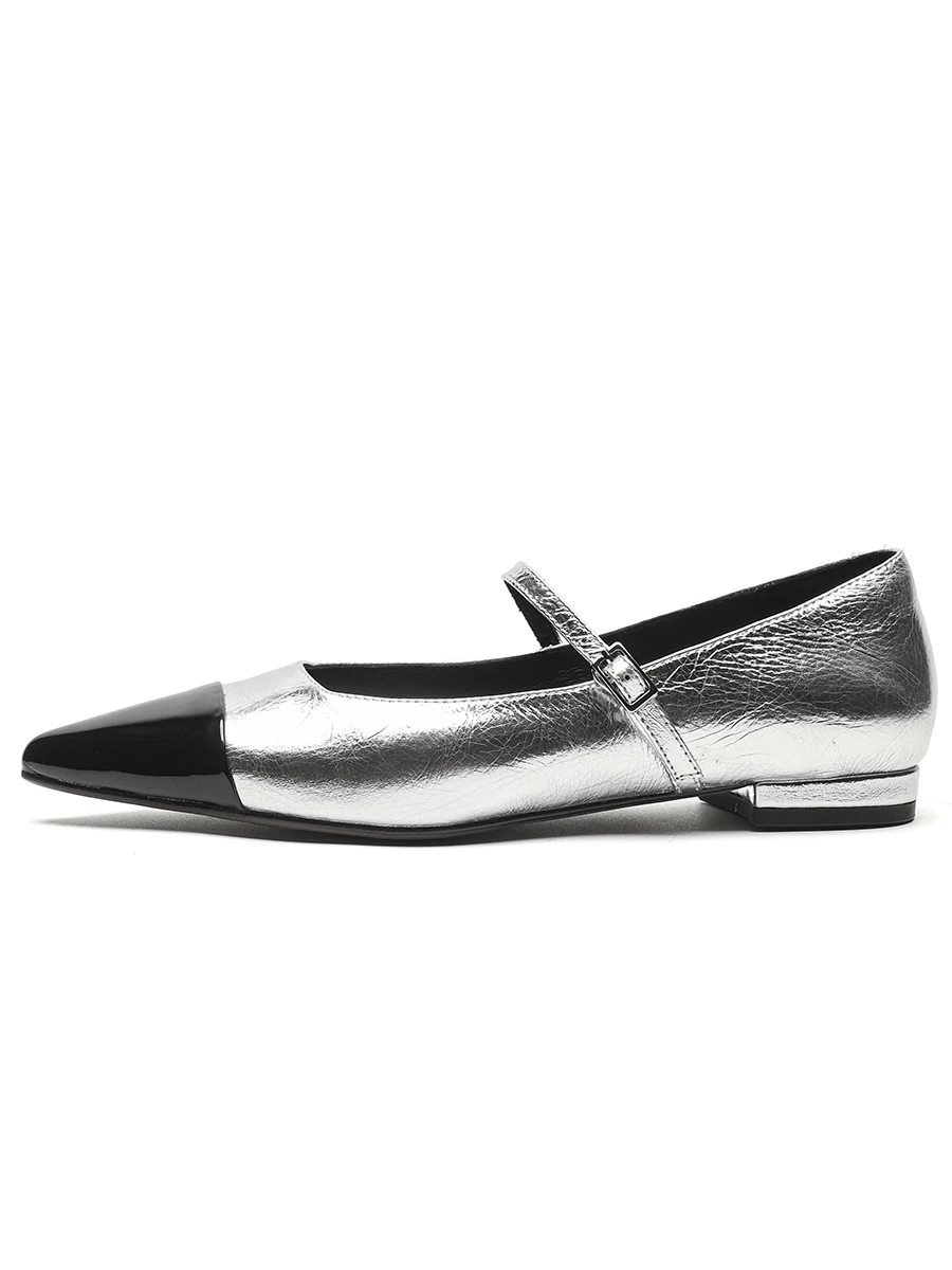 Туфли-лодочки женские из натуральной кожи с острым носком и пряжкой 1056