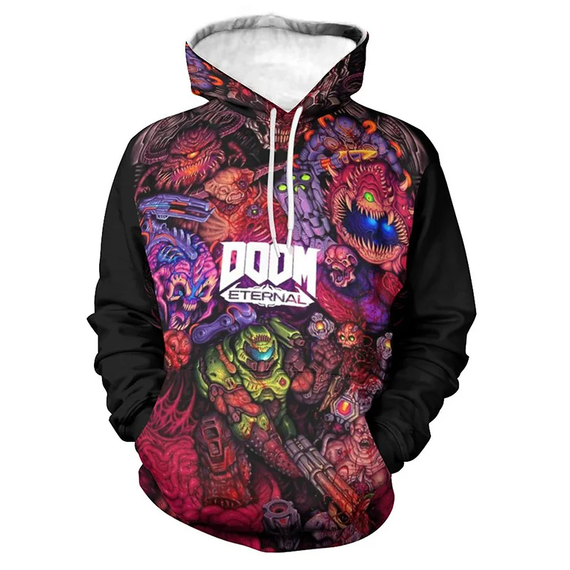 

Game Doom Eternal Hoodies Men's Cool Fashion Men Clothing 3D Print Anime Hoodie Autumn Streetwear Loose Hooded Sweatshirts Tops