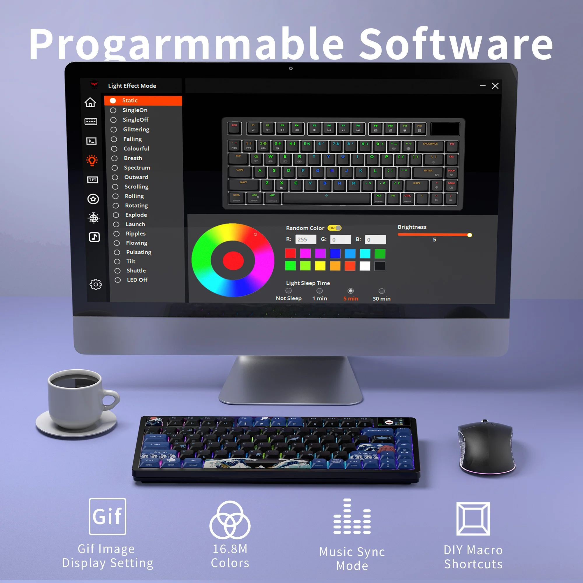 Беспроводная низкопрофильная механическая клавиатура XVX L75 PRO Black Wave Kanagawa с