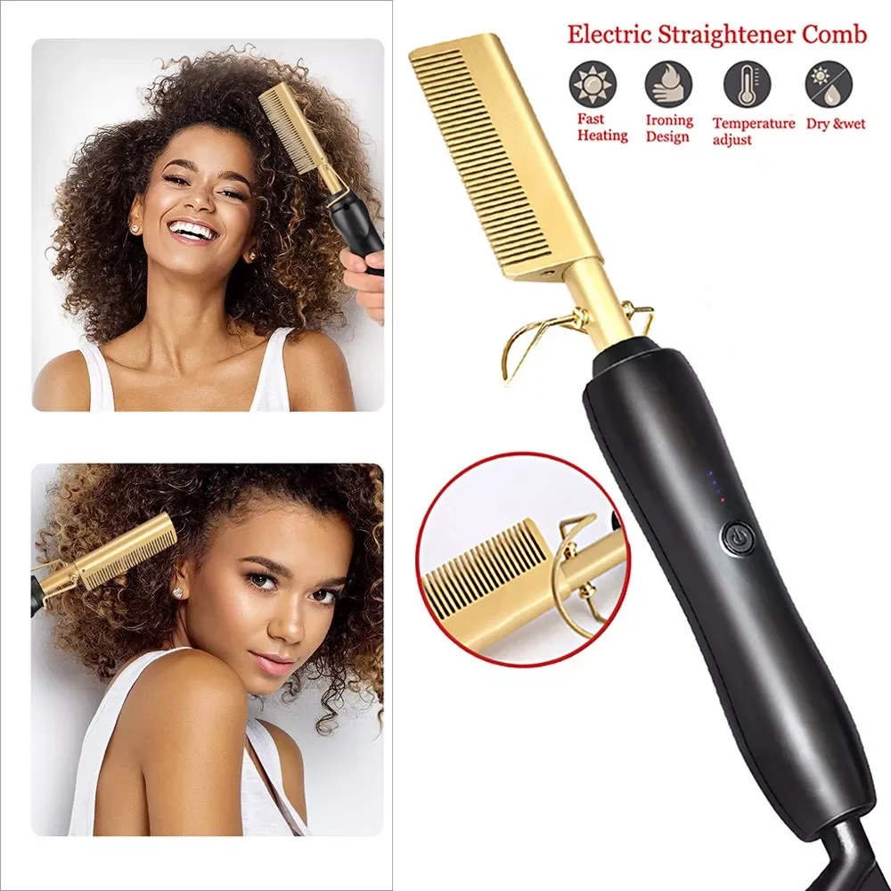 

NEW2023 Hair Straightener Flat Irons Straightening Brush Hot Heating Comb Hair Straight Styler Corrugation Curling Iron Hair Cur