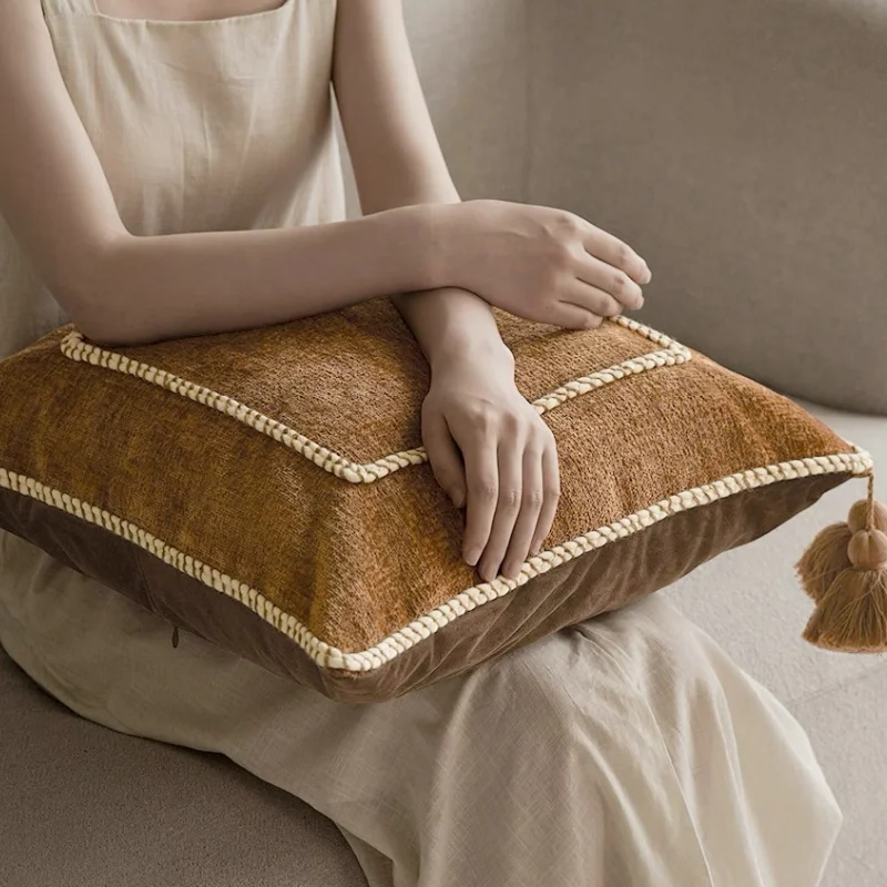 Квадратные подушки с вышивкой роскошный оранжево-коричневый чехол для винтажный