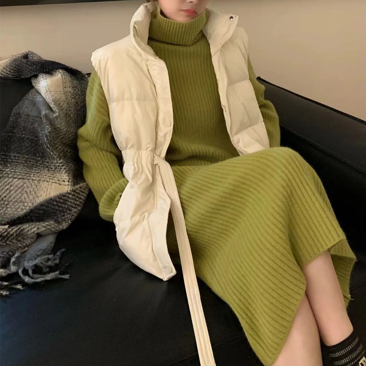 

Fashion loose fitting high neck sweater dress for women in autumn and winter