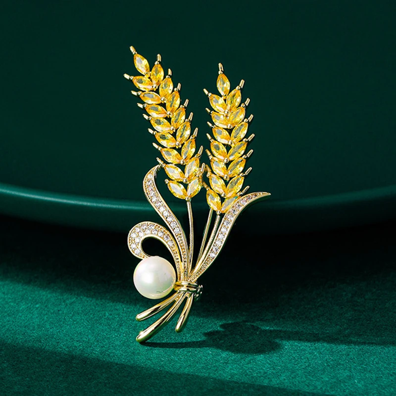 

Wheat Brooch Collar Pins Rhinestone Waist Pin Brooches Jewelry Shining Luxury Silk Scarf Buckle