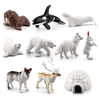 10pcs mini simulation polar bear beluga bunny seals polars bear reindeer arctic animal set figure toy model decoration toy gifts