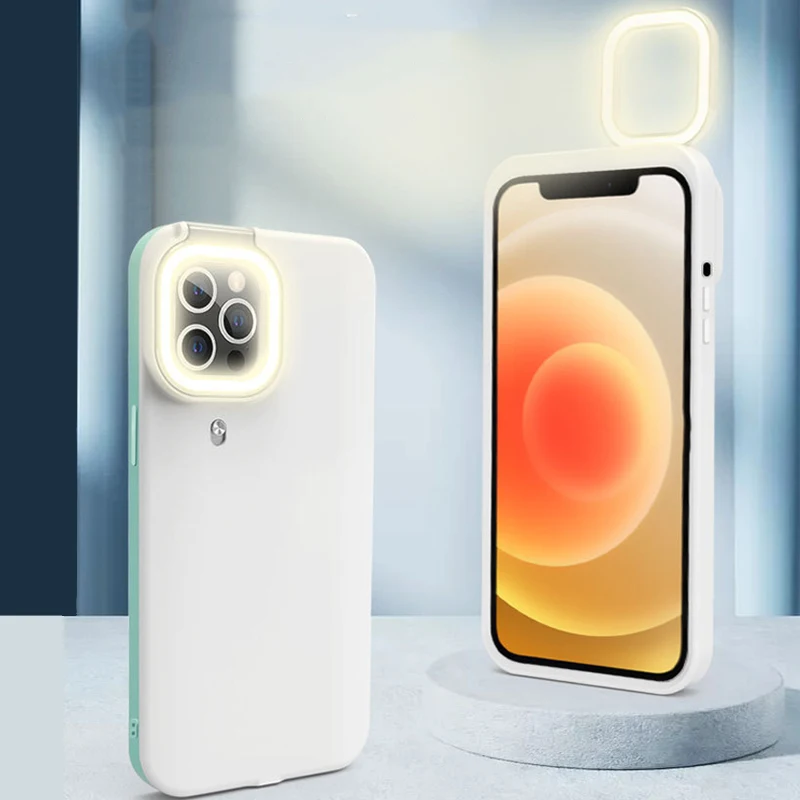 

Чехол со светодиодной подсветкой для сотового телефона, чехол с кольцевой вспышкой для селфи для Iphone Xs Max, X, Xr, 11, 12 Pro Max, 12 Mini, 7, 8 Plus, Xsmax 10