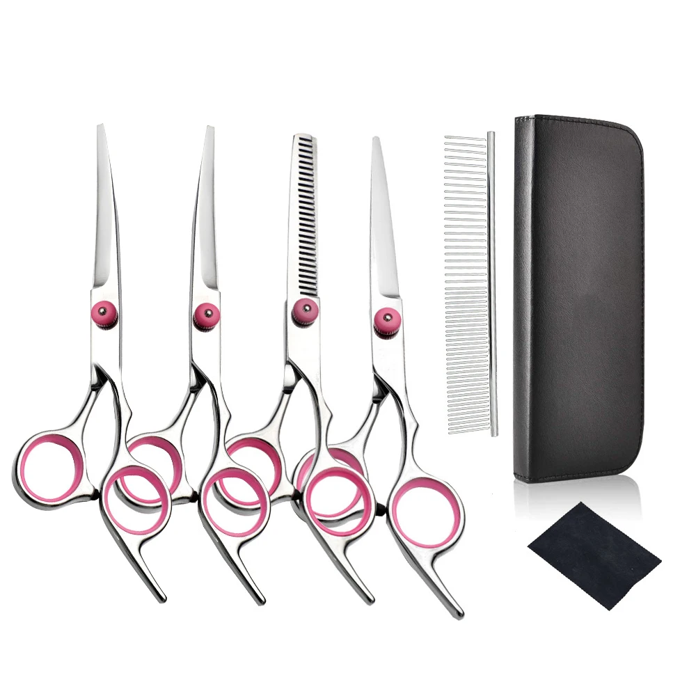 

7pcs Professional Cat Dog Pet Grooming Stainless Steel Shear Set Hair Cutting Curved Tool Scissors Sharp Haircut Pet Tool Set