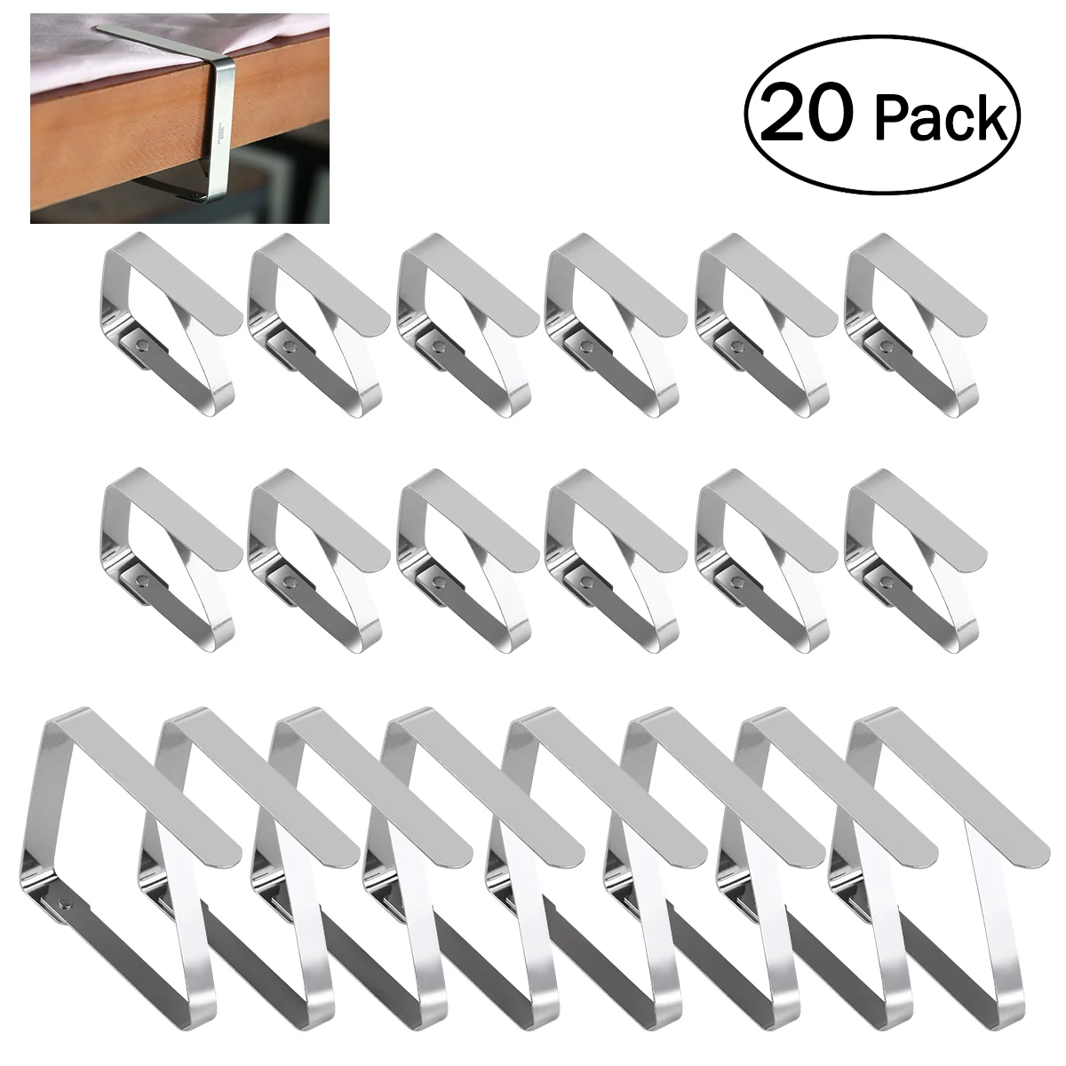 

OUNONA 20pcs Tablecloth Clips Silver Table Cloth Clamps Table Cover Holder Securing Clips for Kitchen Restaurant