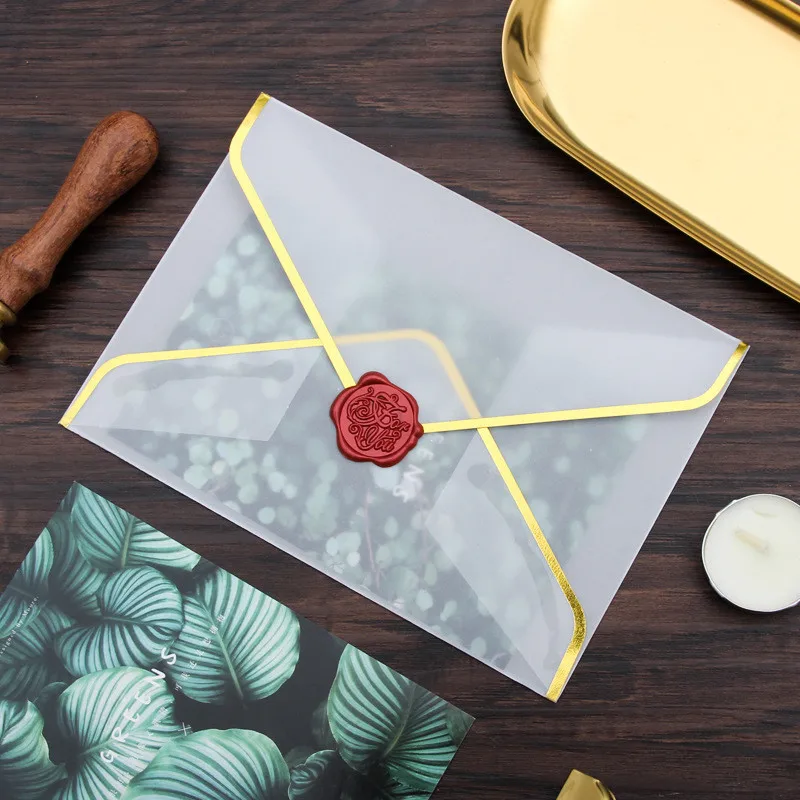 

Coloffice Sulfate Foil Western Style Transparent Envelope Letter Gift Wedding Invitation Rose Cellophane Envelope Letter 1PC