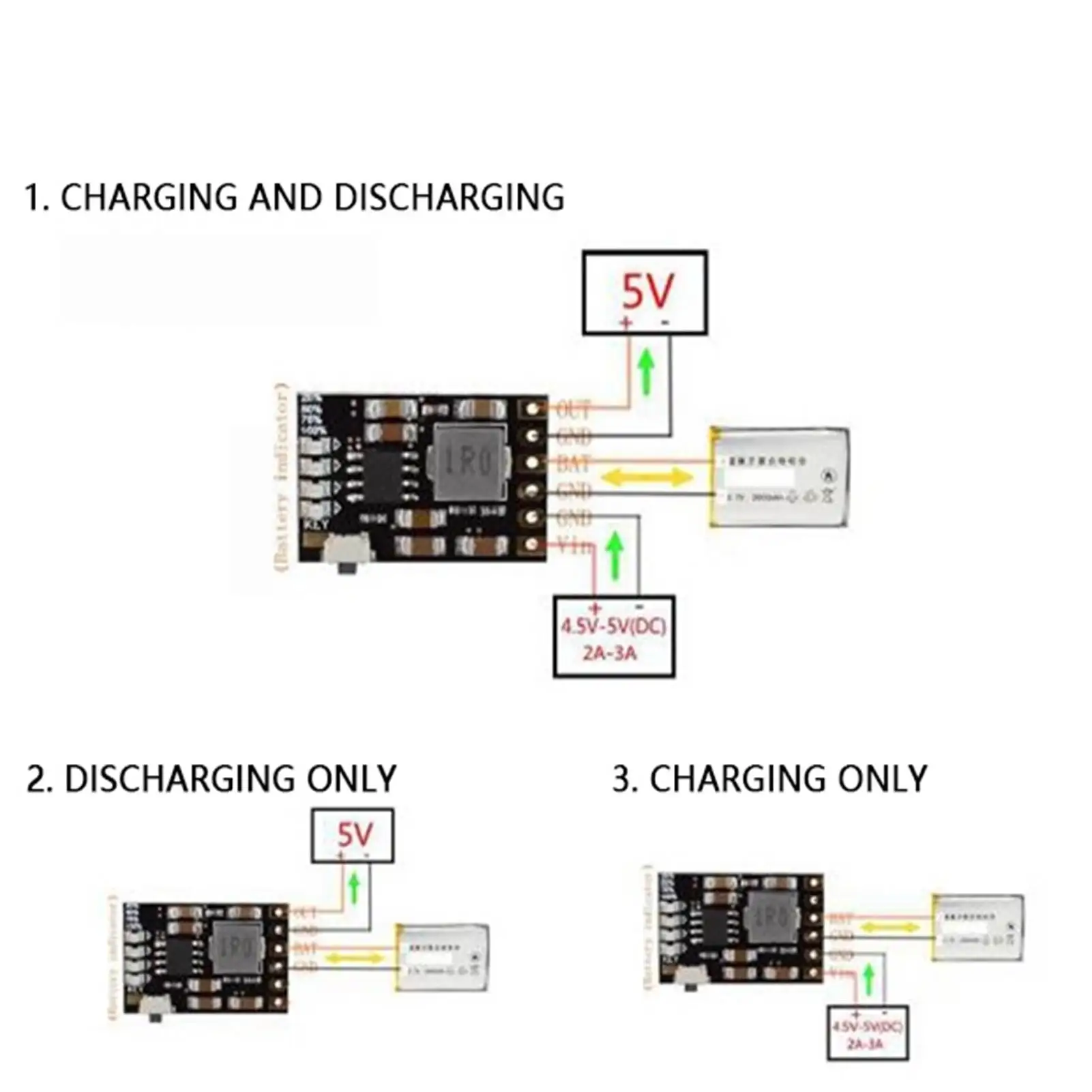 Модуль разрядки зарядного устройства 2A 5V 4в1 Плата защиты заряда литий-ионного