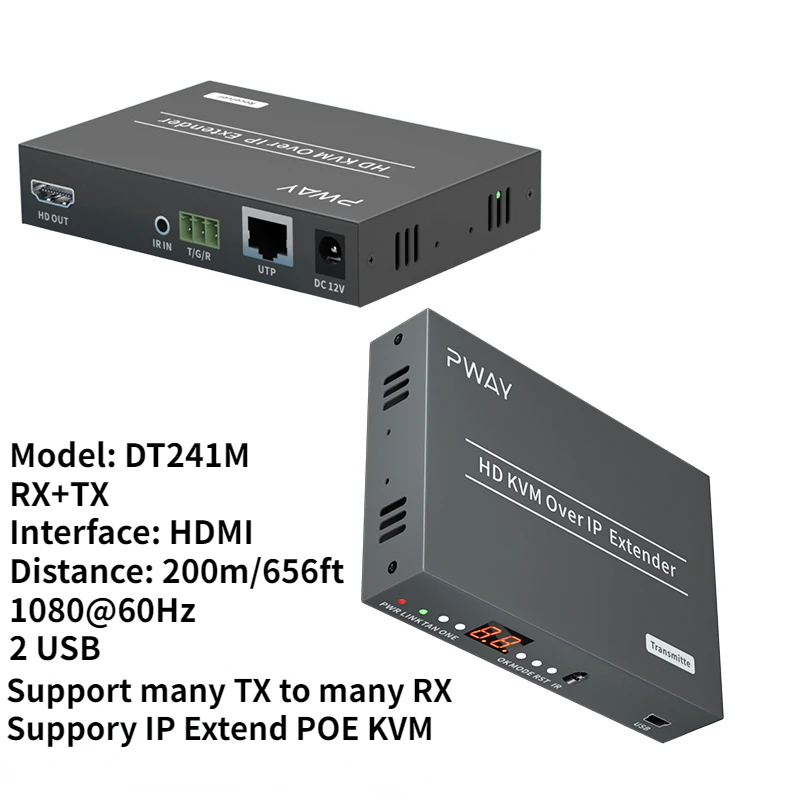 ИК KVM Fuction 1080P HDMI Ethernet IP RJ45 Cat5 Cat6 оптический расширитель передатчик приемник адаптер 200 м DT241M от многих