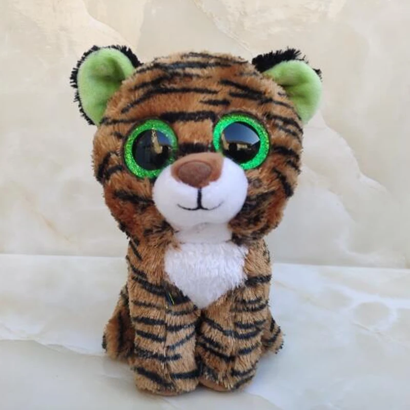 

Ty Beanie Plush Stuffed Animals Doll Pink White Brown Tiger Doll Big Eyes Soft Puppet Fine Toy for Kids Birthday Gift Room Decor