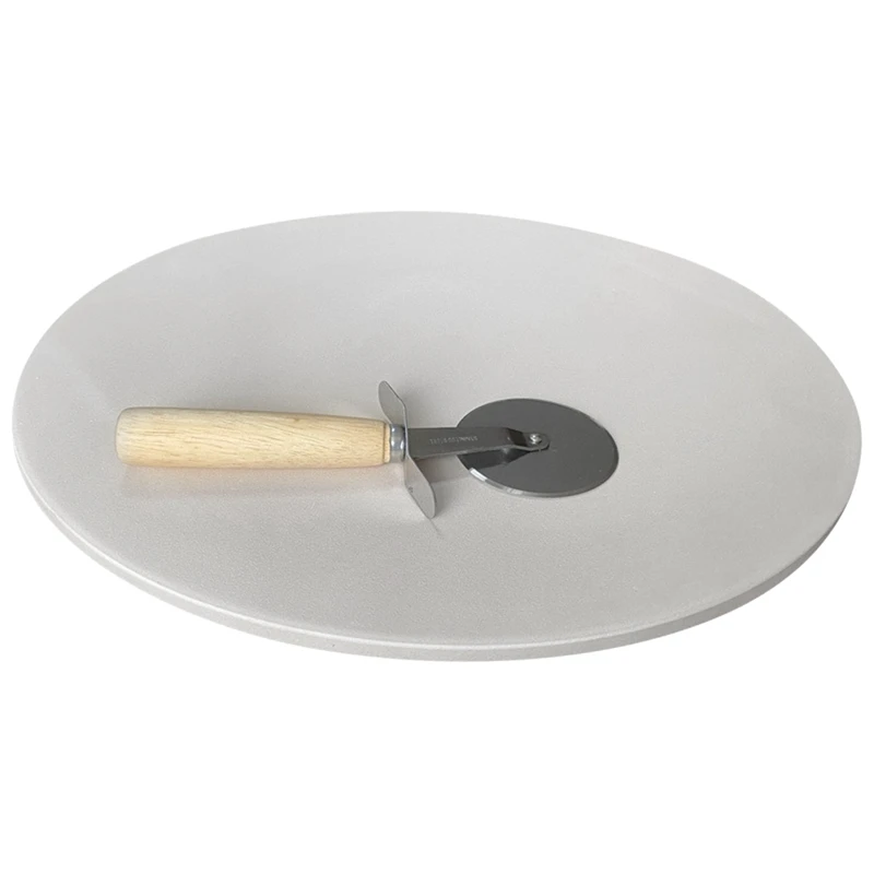 

Pizza Stone Set-13 Inch Pizza Stone for Grill and Oven with Foldable Metal Pizza Peel and Accessories Set