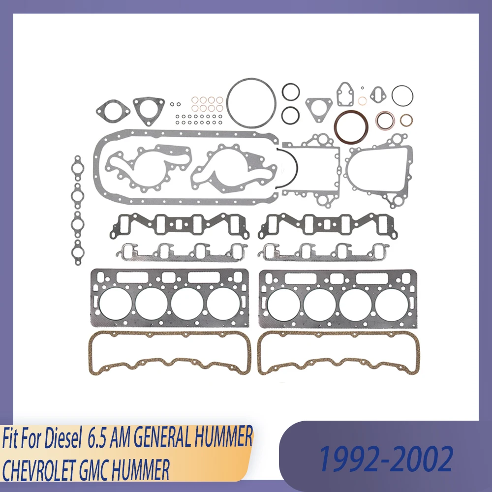 

Детали двигателя Полный комплект прокладок головки блока цилиндров подходит для дизеля 6,5 л 92-02 V8 OHV 395CID для AM GENERAL HUMMER CHEVROLET GMC HUMMER