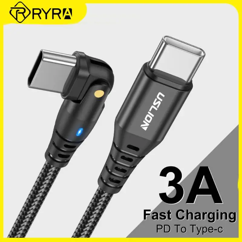 

RYRA USB C To Type C Cable 60W 3A Data Wire 180° Rotating Elbow Portable Charger Line Fast Charging Cord Smart Phone Accessories