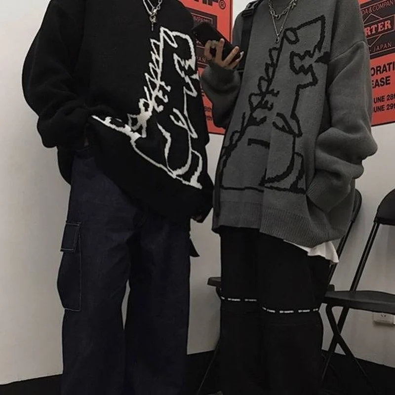 

Deeptown Emo Print Sweater Kawaii Anime Graphic Pullover Winter Autumn Gothic Style 2022 Fashion Goth Long Sleeve Crewneck Top