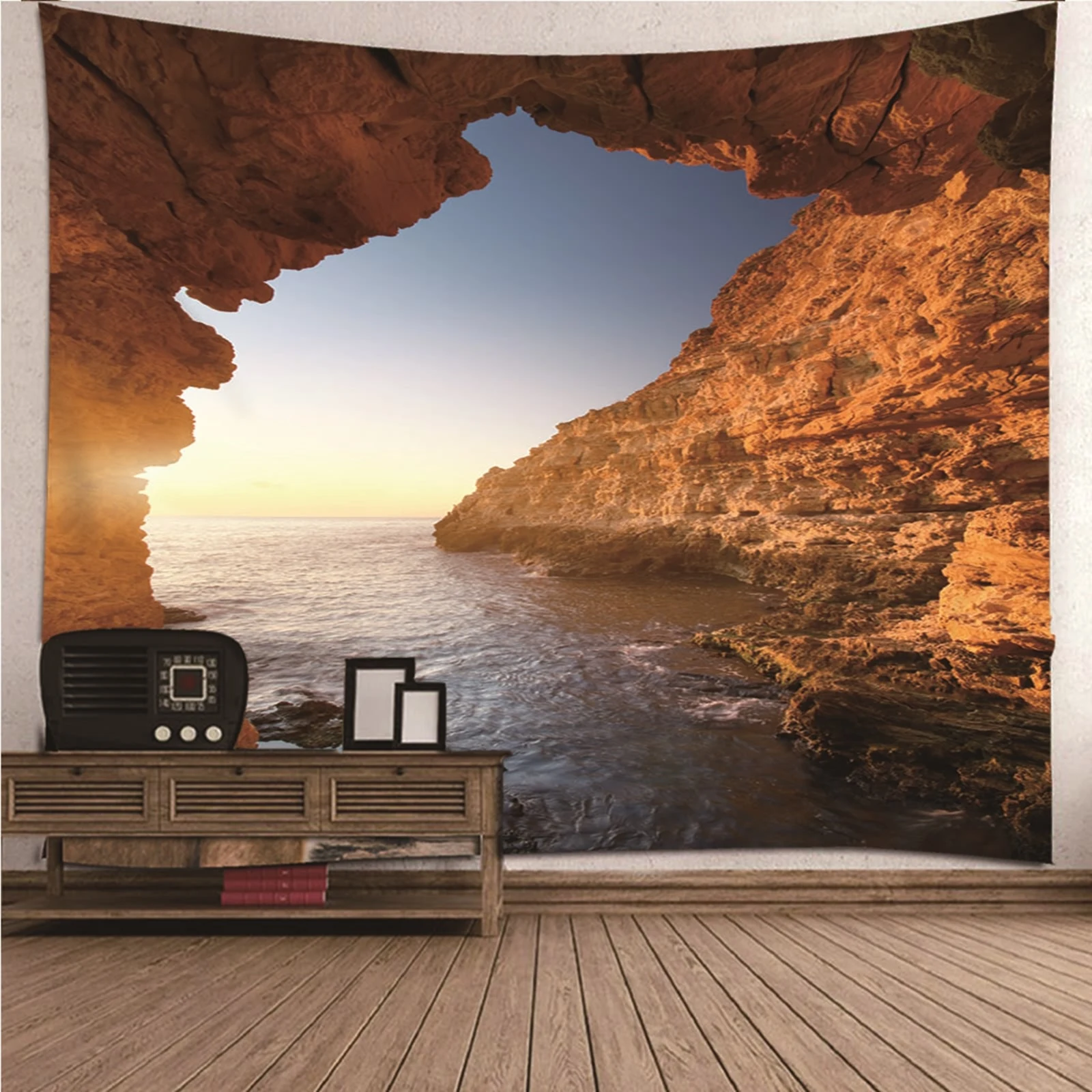 

Home Decor Indoor Small Tapestry Cloth natural scenery Reef Sea & Sunset Wall Hanging Blanket Dorm Art Decor Covering