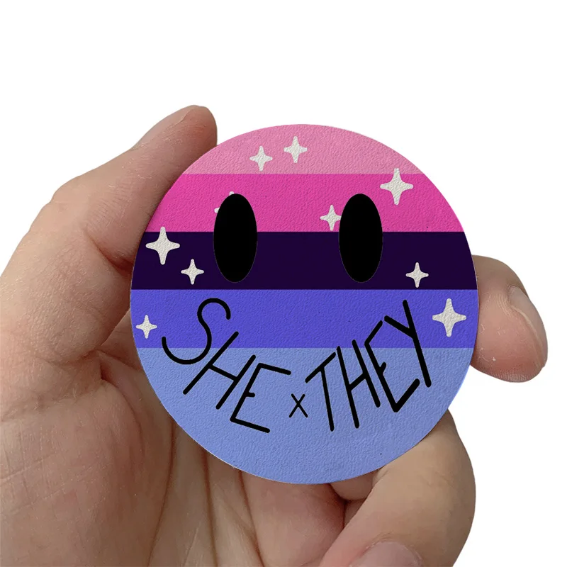 

My Pronouns Smiley face SHE THEY Genderfluid Pride Cute DIY Patches Hats Jackets Patch Stickers Iron On Patches Leather Stickers