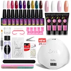 Технические полуперманентные технические детали для маникюра, домашний набор гелевых ногтей, стартовый набор для ногтей с УФ светодиодный Ной лампой