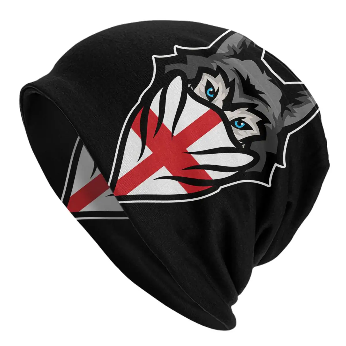 Siberian Husky England Flag Wolf Dog Owner Pet Gift Adult Men's Women's Knit Hat Keep warm winter Funny knitted hat