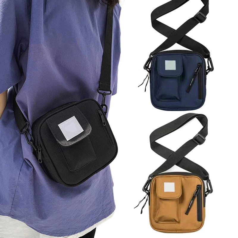 

Сумка через плечо из ткани Оксфорд для мужчин и женщин, модный квадратный холщовый саквояж на ремне в стиле хип-хоп, мессенджеры, 10 шт.