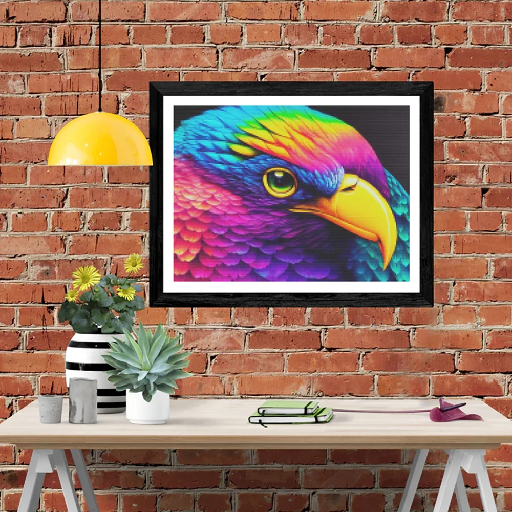 

Eye of Colorful Eagle -- Animal Diamond Painting, Full Embroidery, Square Beads, Cartoon, Cross Embroidery, Mosaic
