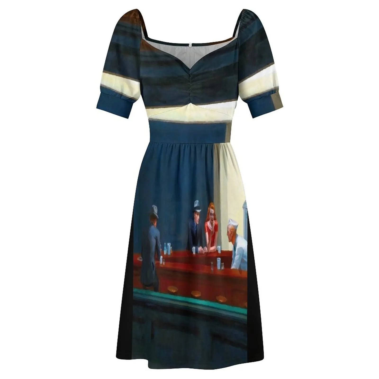 Nighthawks от Эдварда Хоппера (1942) Платье с короткими рукавами платья летние