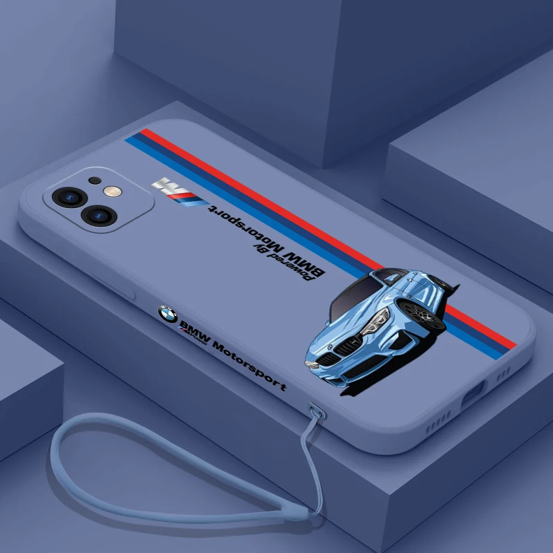 

Red Blue Car For Bmw Phone Case For iPhone 14 13 12 11 Pro Max Mini X XR XS MAX SE20 8 7 Plus Silicone Cases with Hand Strap